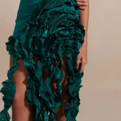 Ruffled Fringe Strapless Midi Dress -Women's Clothing Store 554ecb61 cc2b 40bb 807d 125405c54044