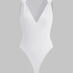 Knot Front Twist Sleeveless Bodysuit