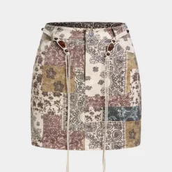 Retro Floral Print High Waist Skirt