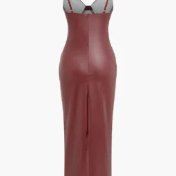 Faux Leather Bustier Slip Midi Dress -Women's Clothing Store 56c81a46 e123 4cba 80cc 04f052a69170