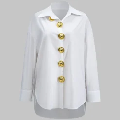 Metal Button Long-Sleeve Shirt