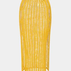 Knit Hollow Out Slit Skirt