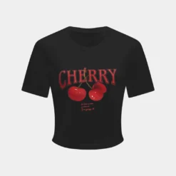 Fruit Letter Print Short Sleeve T-Shirt -Women's Clothing Store 57a21d8d 6c30 4a2c 8366 efd12090b6c1