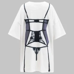 Bikini Print Round Neck Mini T-shirt Dress -Women's Clothing Store 58408a56 d9eb 4bd0 8368 f107b0532677