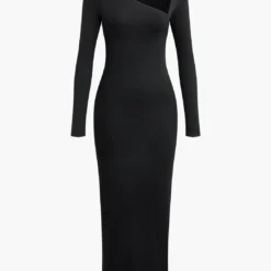 Asymmetrical Neck Slit Maxi Dress -Women's Clothing Store 59810176 f6d1 46c4 be50 951f6e71b0cf