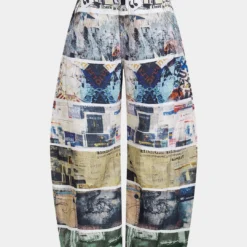 Retro Pattern Low Waist Barrel Trousers