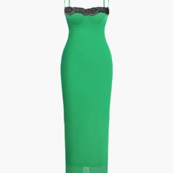 Lace Trim Cami Midi Dress