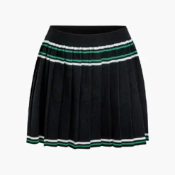 Knit Color Block Pleated Mini Skirt