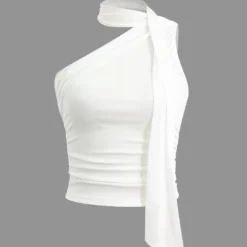 One-shoulder Tank Top With Scarf