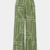 Geometric Print Contrast Trousers