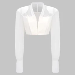 Mesh Patchwork Shoulder Pad Long-Sleeve Shirt