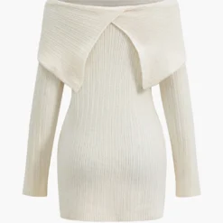 Off Shoulder Ribbed Knit Mini Dress -Women's Clothing Store 5cd7856a 7601 49c0 8b9d 7c3d5d04ac97