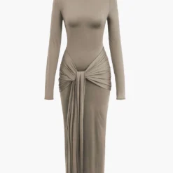 Wrap Ruched High Neck Long Sleeve Maxi Dress -Women's Clothing Store 5dddb0fb 5f6e 43ed 94e0 734302087224