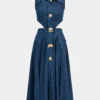 Denim Button Cut Out Dress