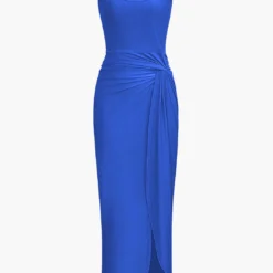 Twist Detail Square Neck Midi Dress -Women's Clothing Store 5eb481ca 0e36 49e4 8174 f57a09cc4d07