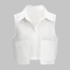 Button Pocket Sleeveless Tank Top