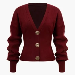 Knit Button V-neck Cardigan