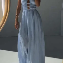 Halter Neck Cut Out Sleeveless Maxi Dress -Women's Clothing Store 5f66c2c4 28f1 4c13 9ce4 ee7fed31f107