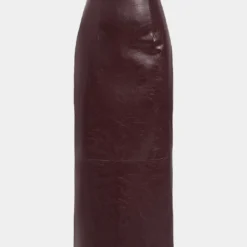 Basic Solid Faux Leather Midi Skirt