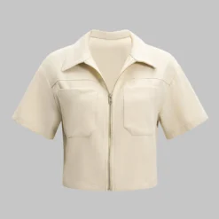 Pocket Zipper Short-Sleeve Shirt