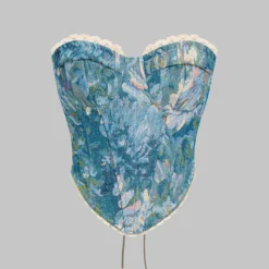 Retro Watercolor Print Jacquard Wrap Tie-Up Tube Top