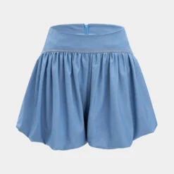 Denim Ruched Tank Top And Zipper Detail Shorts Set -Women's Clothing Store 61609d0d 1f47 47f6 8312 cabe6ab4bc7b