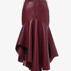 Faux Leather Asymmetrical Skirt