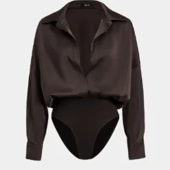 Patchwork Satin Bodysuit -Women's Clothing Store 6169354e e146 49aa 932d 0dd59e22e50e