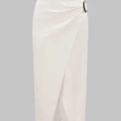 Linen Slit Ruched Asymmetrical Skirt