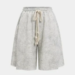 Washed High Waist Tie-Up Shorts
