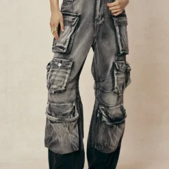 Ombre Multi Pocket Wide Leg Cargo Jeans -Women's Clothing Store 6334035c 95b2 4b40 833b 505d085cf0b7