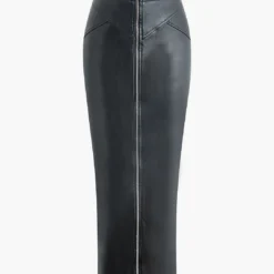 Faux Leather Zip Up Maxi Skirt -Women's Clothing Store 646de675 5f40 486a 8547 269db47997f4