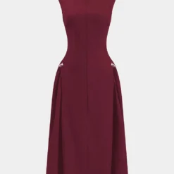 Metallic Decor Zipper Sleeveless Maxi Dress -Women's Clothing Store 64880023 7a92 4354 b6d4 819ec4b0b995