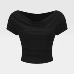 Solid Ruched Short Sleeve T-Shirt -Women's Clothing Store 64987b11 b0ee 4d4c 9e0e 1aa47eba5352