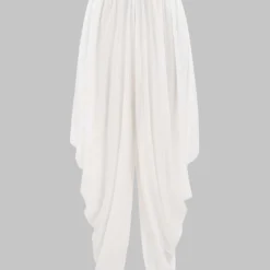 Chiffon Solid Ruched Trousers