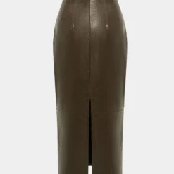 Basic Solid Faux Leather Midi Skirt -Women's Clothing Store 65359bcb a0c0 4a7f b4b8 8c65b0c54490