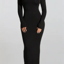 Asymmetrical Neck Slit Maxi Dress