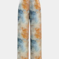 Watercolor Print Satin Pocket Trousers -Women's Clothing Store 67c85d30 5128 48dd 8ddb 7dbfec6f6568