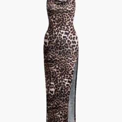 Leopard Print Cross Chain Backless Cowl Neck Slit Maxi Dress -Women's Clothing Store 67fcb952 a899 46b6 bbe4 899ce8aabe9e