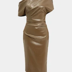 Asymmetrical Shoulder Faux Leather Bodycon Dress -Women's Clothing Store 6936ad13 9157 485a acf6 032aee2c4a35