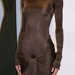 Wrap Ruched High Neck Long Sleeve Maxi Dress -Women's Clothing Store 69d55652 c9d5 4faf b138 ca859316ed58