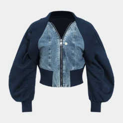 Patchwork Zipper Denim Outerwear Jacket -Women's Clothing Store 6a27a58d 4e71 40a8 bdf3 46ebf4a80e11