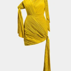 Pleated Sleeveless Asymmetrical Mini Dress