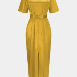 Satin Strappy V-Neck Slit Short Sleeve Midi Dress -Women's Clothing Store 6c4e009b 2526 432a bd96 76c0269a07f8