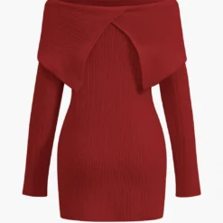 Off Shoulder Ribbed Knit Mini Dress -Women's Clothing Store 6c67d915 d29d 4785 8de6 d1c57e758184