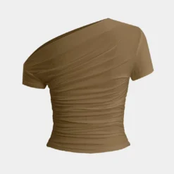 Basic Asymmetrical Ruched T-shirt -Women's Clothing Store 6d6aaba3 149a 46c0 8d3c 2d195de639c2