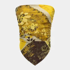 Retro Print Satin Tie-Up Tube Top -Women's Clothing Store 6dda1a06 8252 4471 a1df e6c56749393e