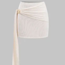 Metal Ruched Asymmetrical Skirt