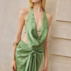 Jacquard Cowl Neck Halter Backless Tie-Up Cami Top -Women's Clothing Store 6ea947ba f204 4ec1 a8a7 1cb629e65487