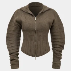 Zippered Sweater Long-Sleeve Top